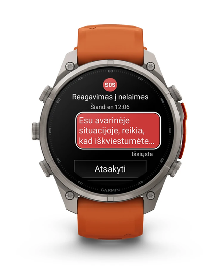 Išmanusis laikrodis Garmin fēnix® 9 Pro inReach® – 47 mm, Pilkos anglies spalvos DLC titanas su juodos / akmenėlių pilkos spalvos silikoniniu dirželiu | 010-04336-11 aprašymas - Prekės nuotrauka
