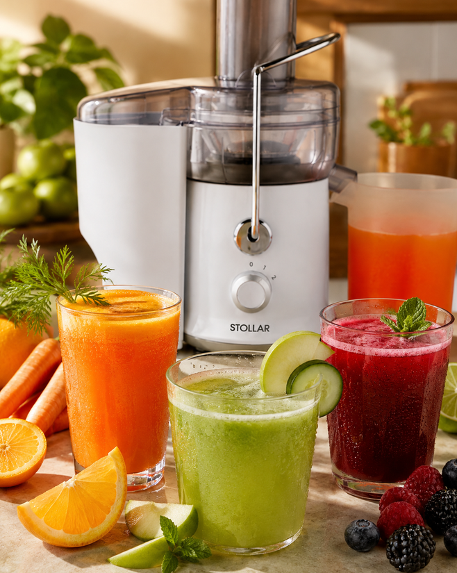 Sulčiaspaudė Stollar The Fruit & Veggie Juicer JES500, 600 W, 0,6 l aprašymas - Prekės nuotrauka