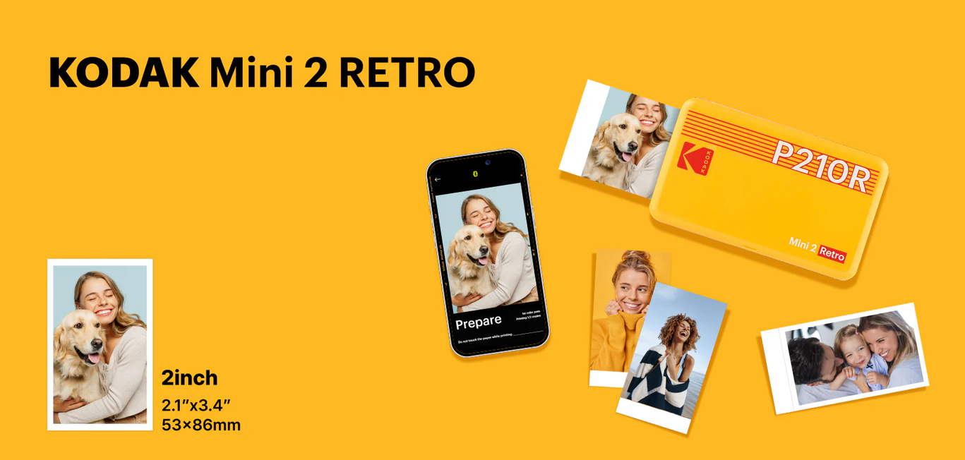 Nuotraukų spausdintuvas KODAK Mini 3 Retro P210R, rožinis aprašymas - Prekės nuotrauka