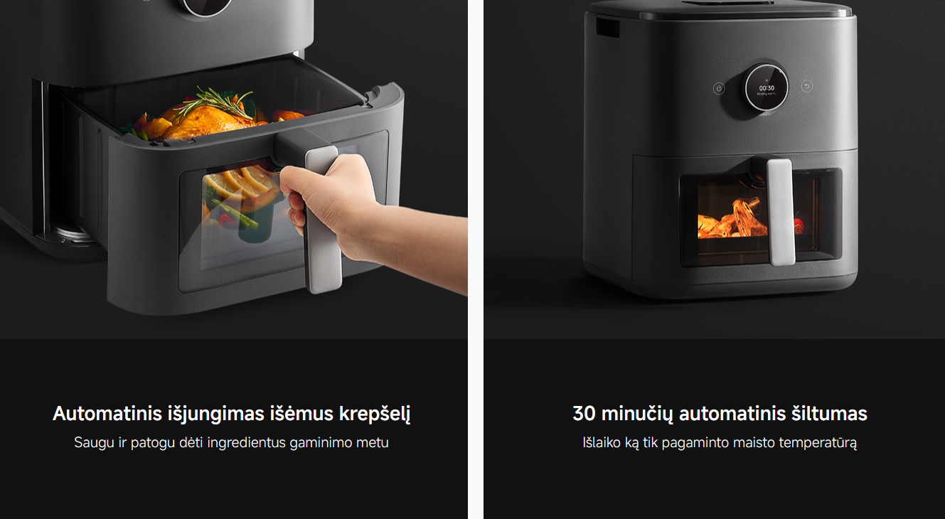 Karšto oro gruzdintuvė Xiaomi Mijia Smart Steam Air Fryer, 7L aprašymas - Prekės nuotrauka