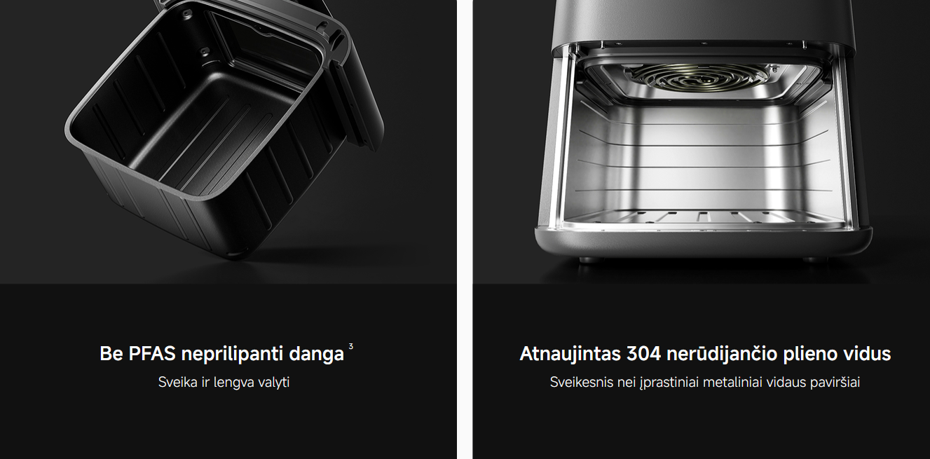 Karšto oro gruzdintuvė Xiaomi Mijia Smart Steam Air Fryer, 7L aprašymas - Prekės nuotrauka