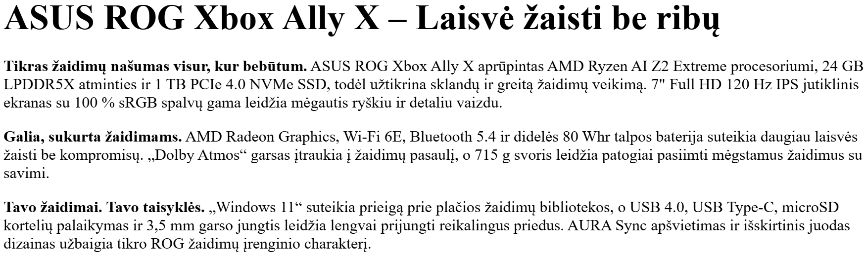 Nešiojama žaidimų konsole ASUS ROG XBOX Ally X (2025) - 7
