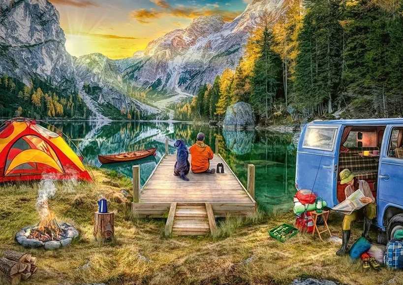 Ravensburger Dėlionė 1000 vnt. - Kempingas aprašymas - Prekės nuotrauka