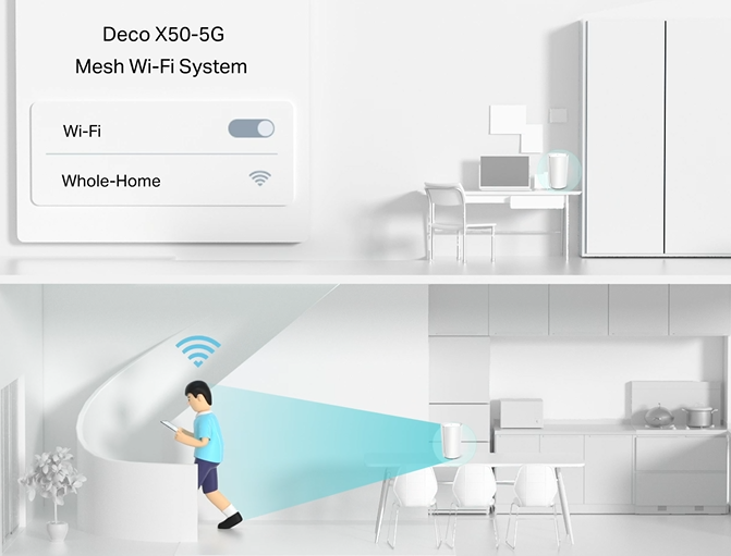 Maršrutizatorius TP-Link 5G AX3000 Whole Home Mesh Wi-Fi 6 aprašymas - Prekės nuotrauka