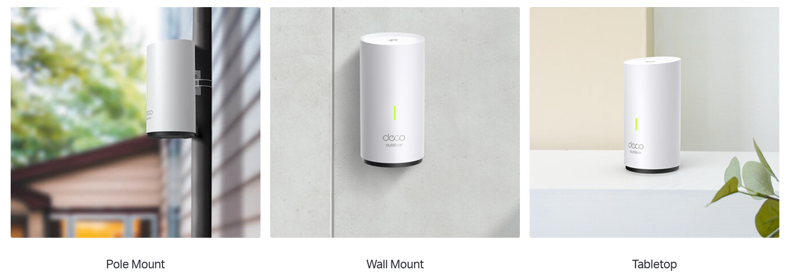 Maršrutizatorius TP-Link Deco X50-Outdoor, Wi-Fi 6 AX3000, iki 3000 Mb/s, 2 × Gigabit, PoE, IP65 aprašymas - Prekės nuotrauka