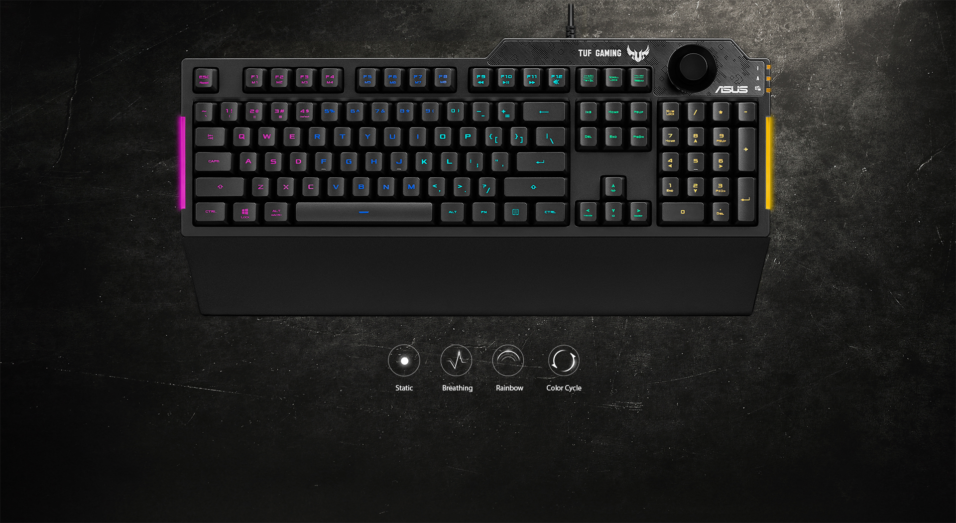 Žaidimų klaviatūra Asus TUF Gaming K1, Nordic (Šiaurės šalių) išdėstymas, RGB, Juoda aprašymas - Prekės nuotrauka
