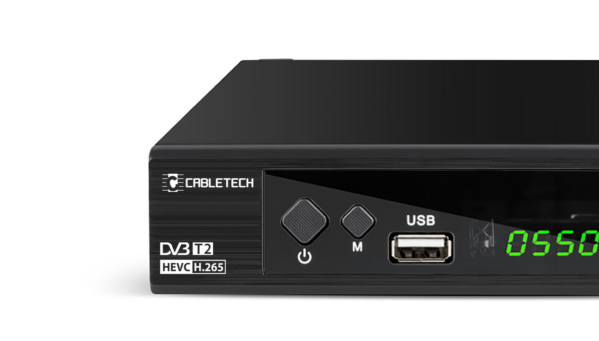 Skaitmeninės TV imtuvas „Cabletech URZ0336C“, DVB-T/T2, H.265 HEVC aprašymas - Prekės nuotrauka