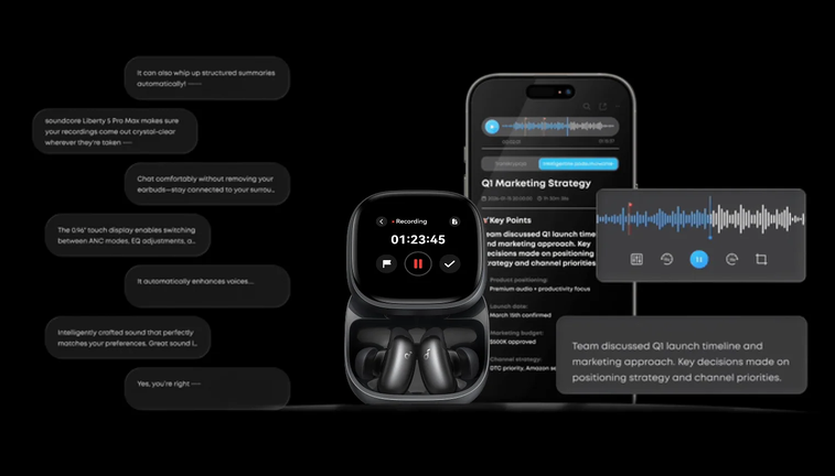 Belaidės ausinės Anker Soundcore Liberty 5 Pro Max, Titano aukso spalvos aprašymas - Prekės nuotrauka