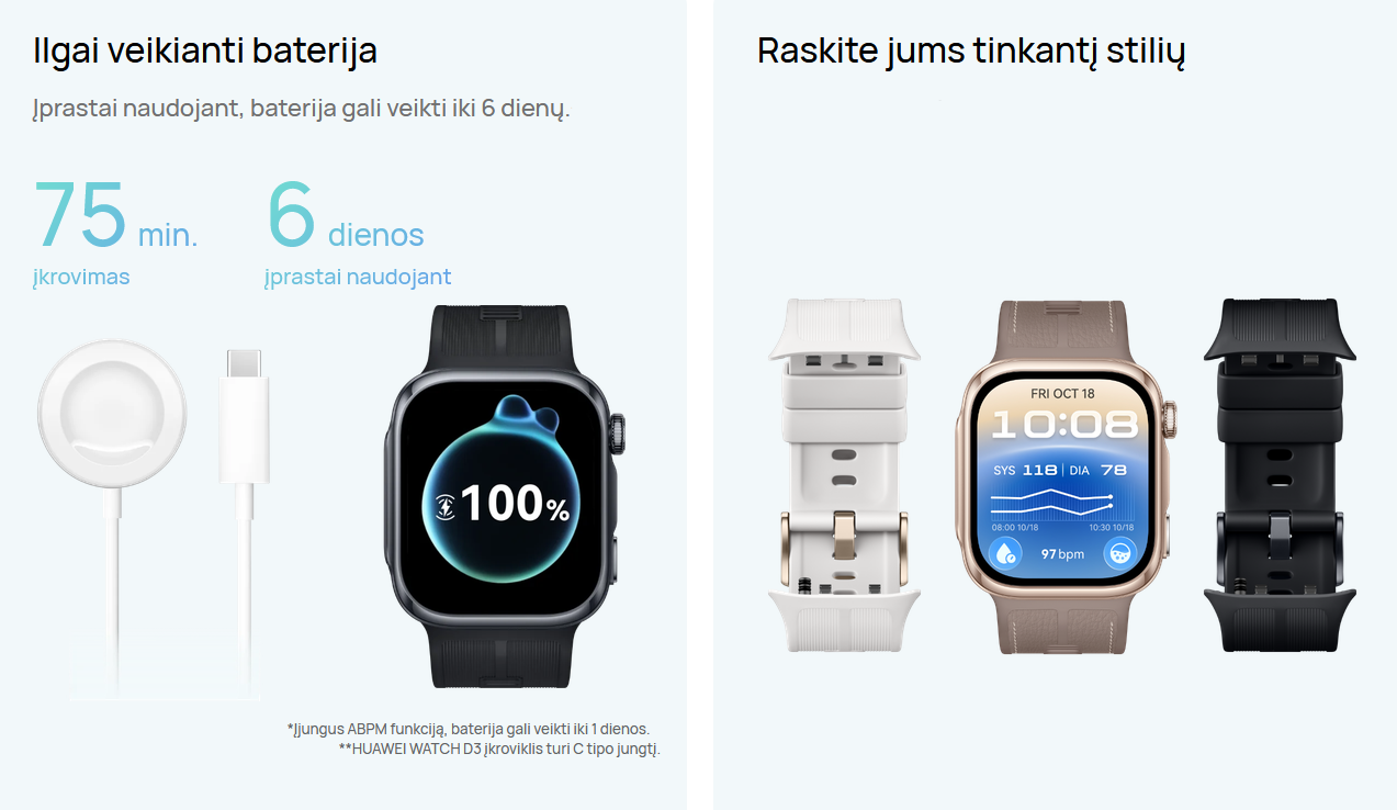 HUAWEI WATCH D3 Black HNBR Strap aprašymas - Prekės nuotrauka