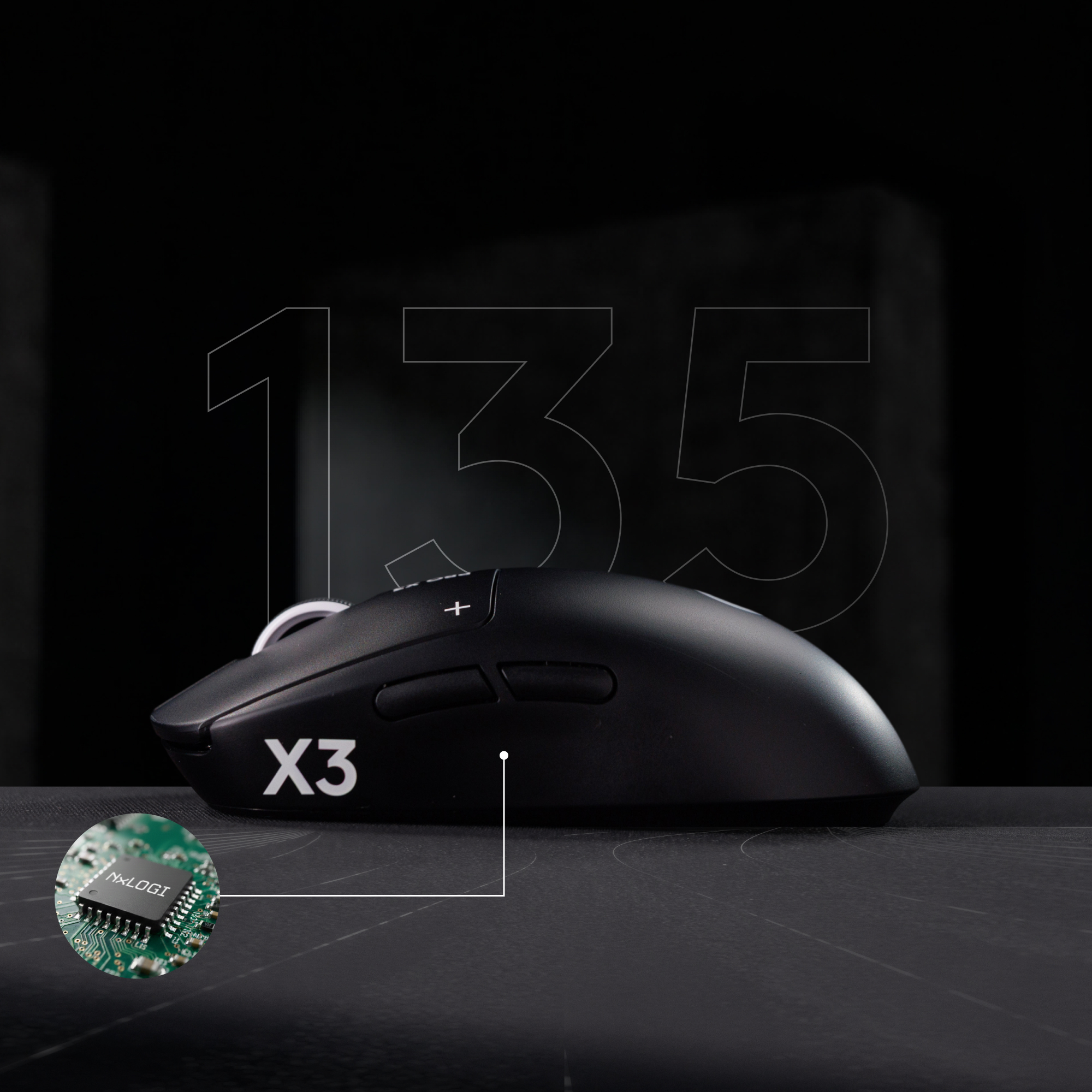 Belaidė žaidimų pelė Logitech Superstrike X3, Juoda aprašymas - Prekės nuotrauka