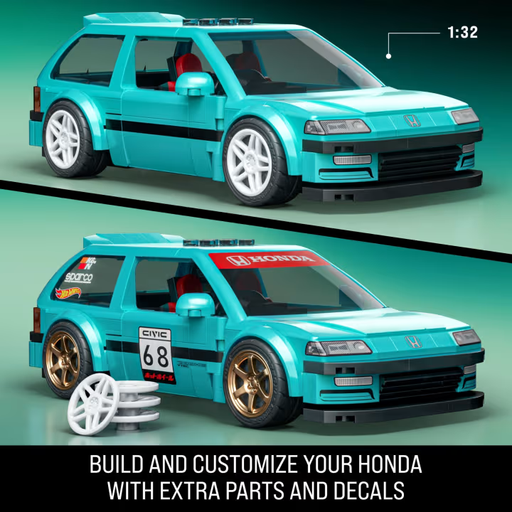 MATTEL BRICK SHOP HOT WHEELS Honda Custom 90 Civic EF konstruktorius (JHF62) aprašymas - Prekės nuotrauka