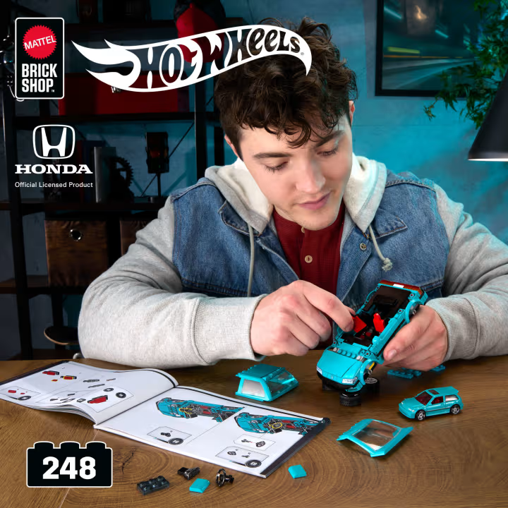 MATTEL BRICK SHOP HOT WHEELS Honda Custom 90 Civic EF konstruktorius (JHF62) aprašymas - Prekės nuotrauka