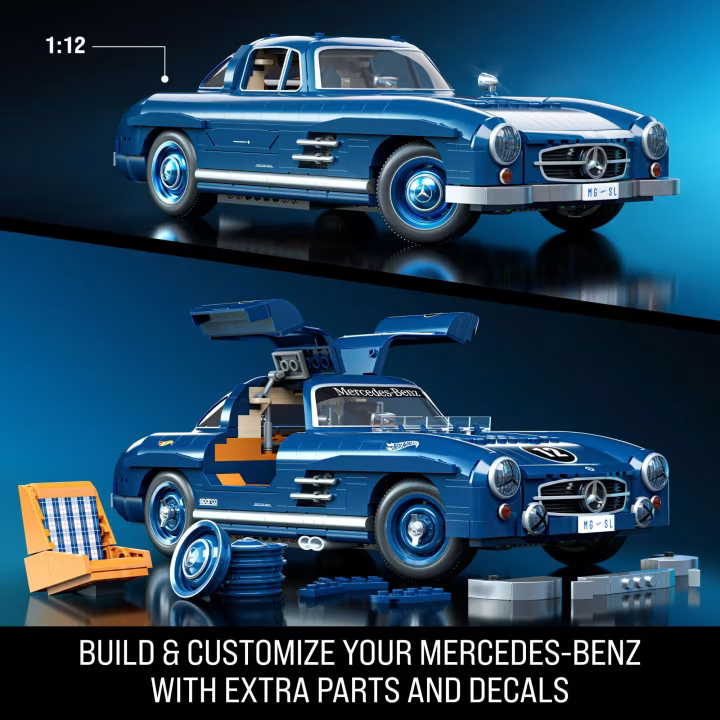 MATTEL BRICK SHOP HOT WHEELS konstruktorius – Mercedez Benz 300 SL (HWW25) aprašymas - Prekės nuotrauka
