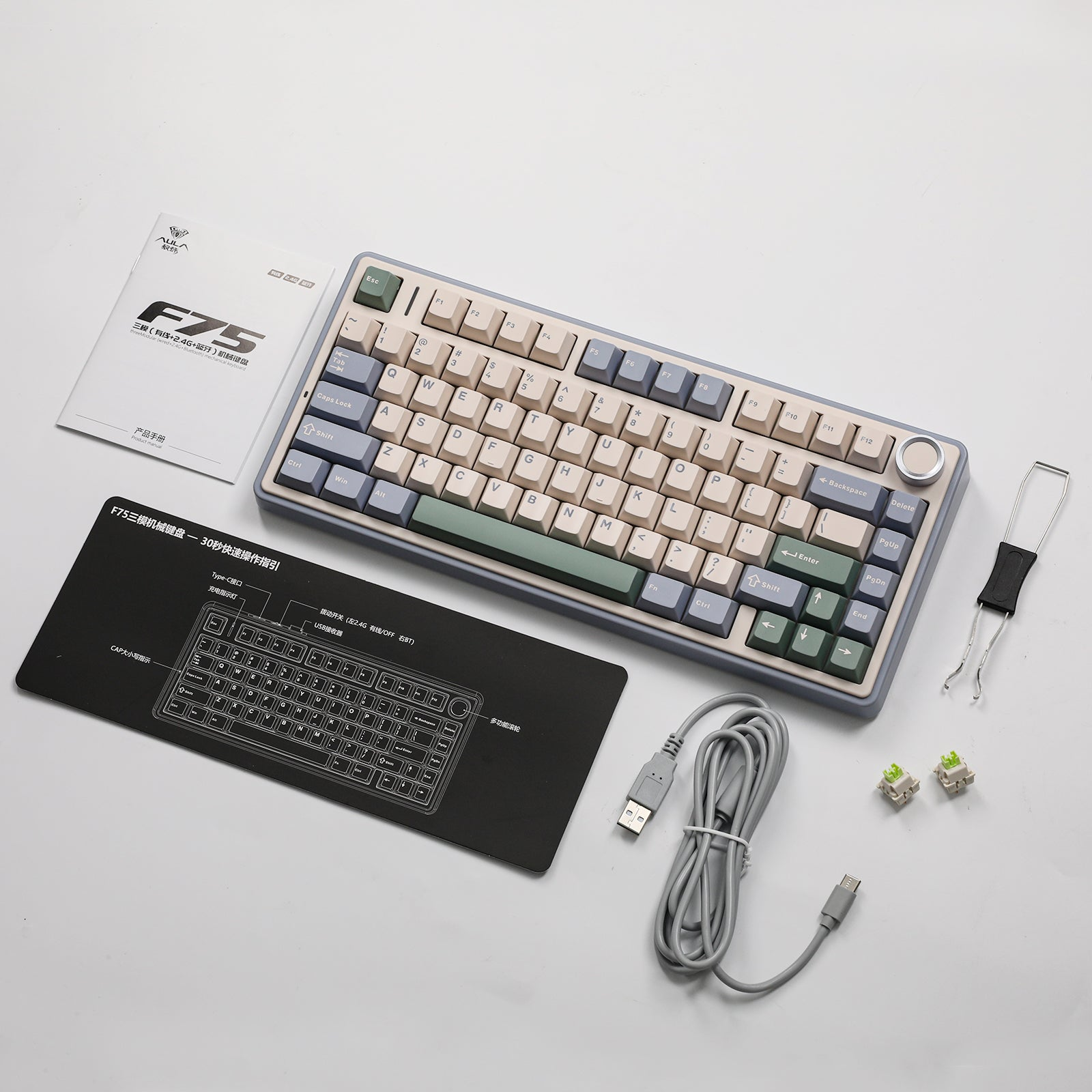 Žaidimų klaviatūra Aula F75, Leobog Reaper Switches, juoda/pilka aprašymas - Prekės nuotrauka