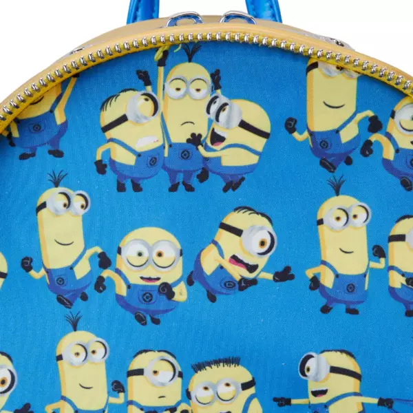 Loungefly Minions Iridescent Bob Cosplay mini kuprinė, 25,4 cm, geltona / mėlyna aprašymas - Prekės nuotrauka