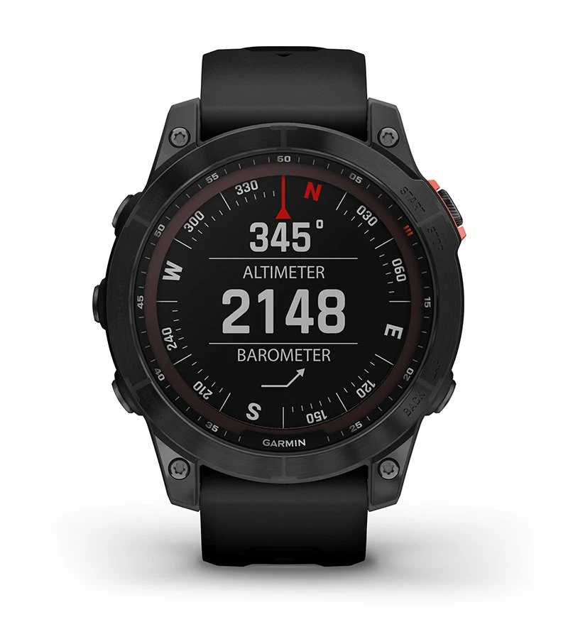 Išmanusis laikrodis Garmin fenix 7 Solar, Pilkos skalūno spalvos, su juodos spalvos silikoniniu dirželiu (Ekspozicinė prekė) aprašymas - Prekės nuotrauka