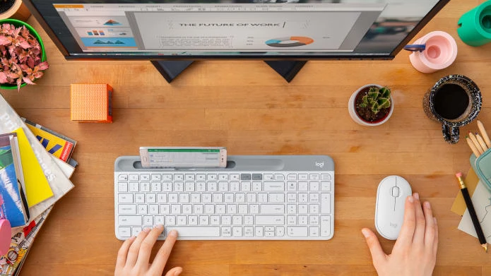 Įvairių įrenginių belaidė klaviatūra Logitech K580, 2,4GHz + Bluetooth, Nordic išdėstymas aprašymas - Prekės nuotrauka