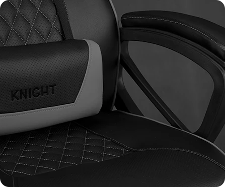 Žaidimų kėdė Sense7 Knight Gaming Chair, Juoda-pilka aprašymas - Prekės nuotrauka