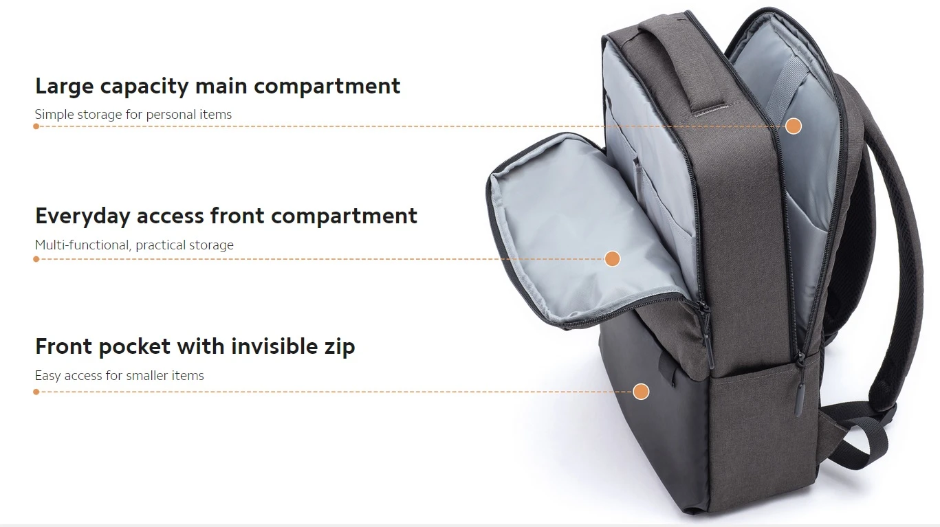 Xiaomi Commuter XDLGX-04 kuprinė, Tamsiai pilka aprašymas - Prekės nuotrauka