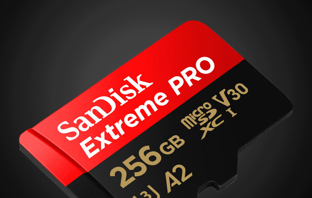 Atminties kortelė SanDisk microSDXC Extreme Pro 256GB 200/140 MB/s A2 C10 V30 UHS-I U3 aprašymas - Prekės nuotrauka