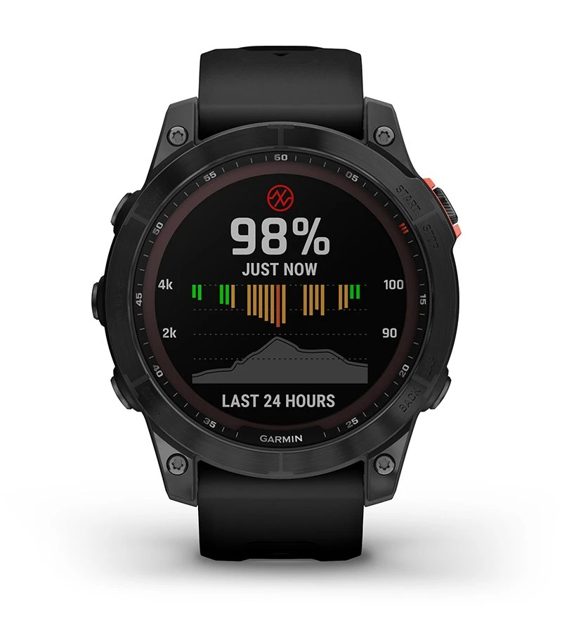 Išmanusis laikrodis Garmin fenix 7 Solar, Pilkos skalūno spalvos, su juodos spalvos silikoniniu dirželiu (Ekspozicinė prekė) aprašymas - Prekės nuotrauka