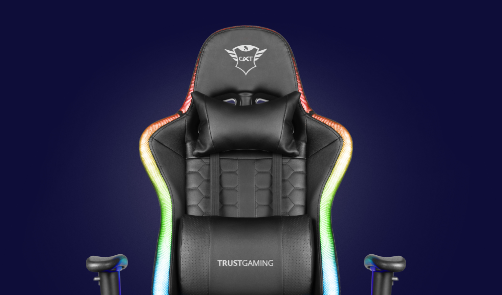 Žaidimų kėdė Trust GXT 716 Rizza RGB LED Illuminated Gaming Chair, Juoda, 23845 aprašymas - Prekės nuotrauka