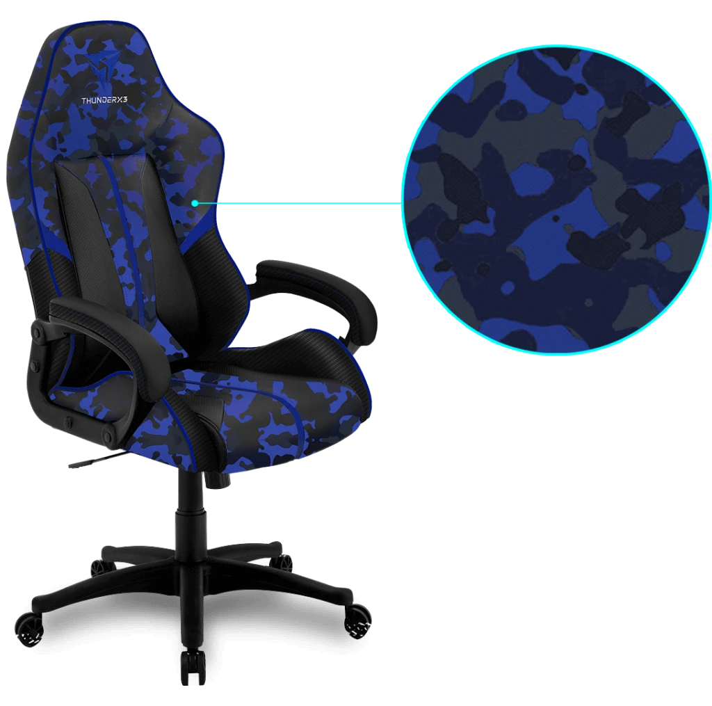 Žaidimų kėdė ThunderX3 BC1 CAMO Gaming Chair, Mėlyna aprašymas - Prekės nuotrauka