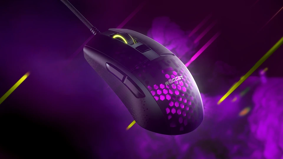Lengva Žaidimų Pelė Roccat Burst Pro, Titan Optical Switch, 16000dpi, Balta aprašymas - Prekės nuotrauka