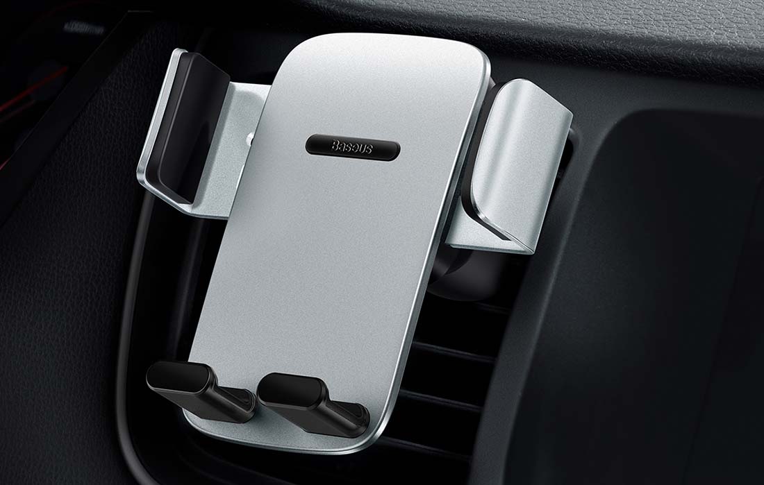 Baseus Easy Control Pro telefono laikiklis automobiliui – Sidabrinis aprašymas - Prekės nuotrauka