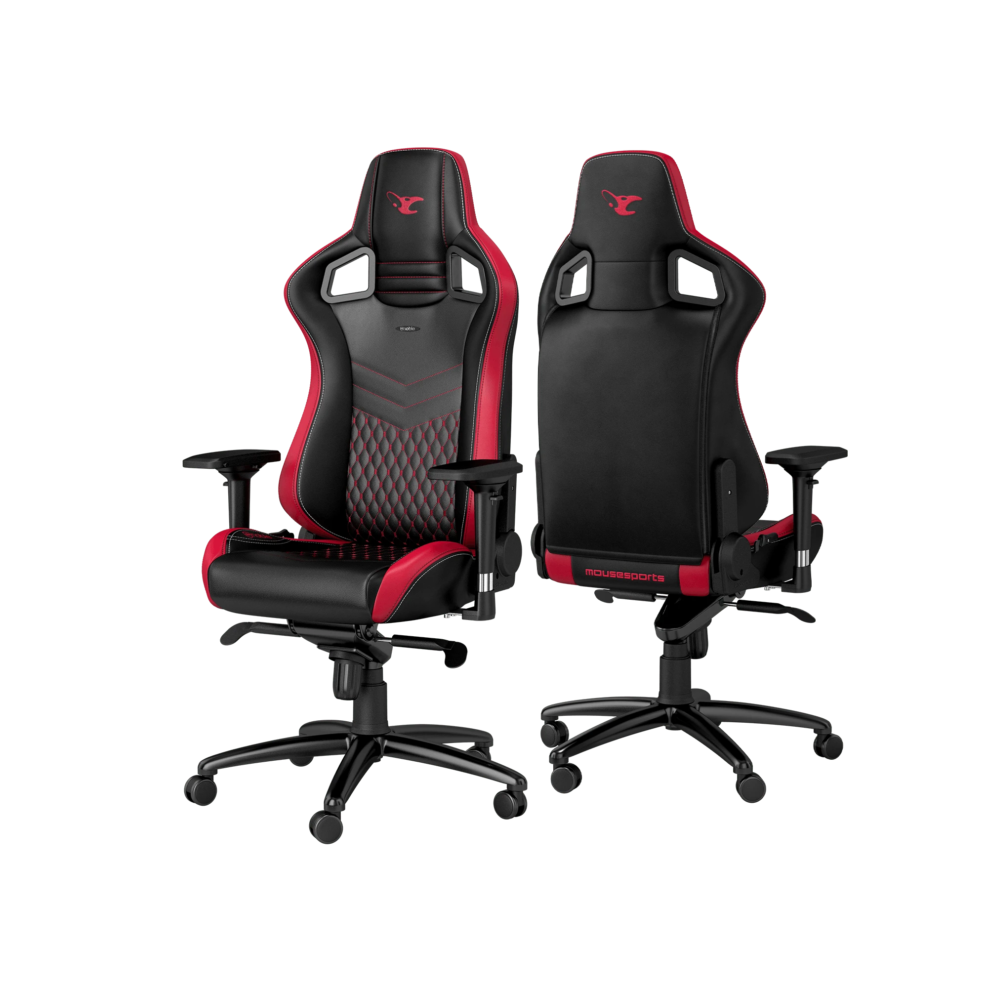 Žaidimų kėdė Noblechairs EPIC mousesports Edition PU-Leather Gaming Chair, Juoda-raudona aprašymas - Prekės nuotrauka