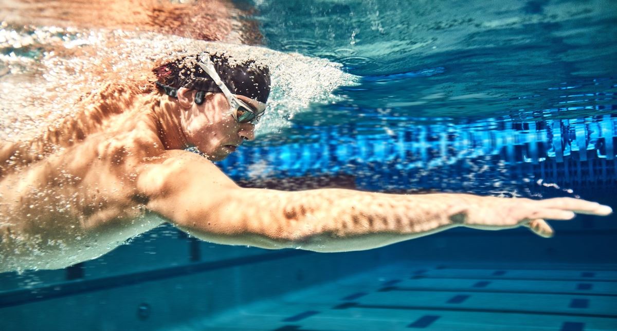 Belaidės ausinės plaukimui Shokz Open Swim, Juodos aprašymas - Prekės nuotrauka