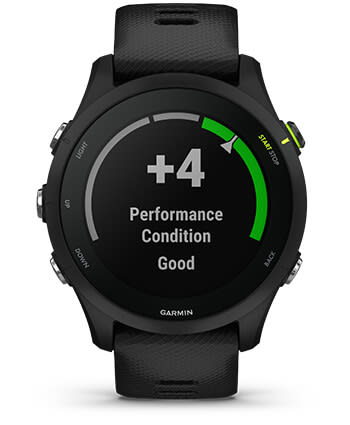 Išmanusis laikrodis Garmin Forerunner 255, Juodos spalvos apvadas su mėlynos spalvos silikoniniu dirželiu, 46mm aprašymas - Prekės nuotrauka