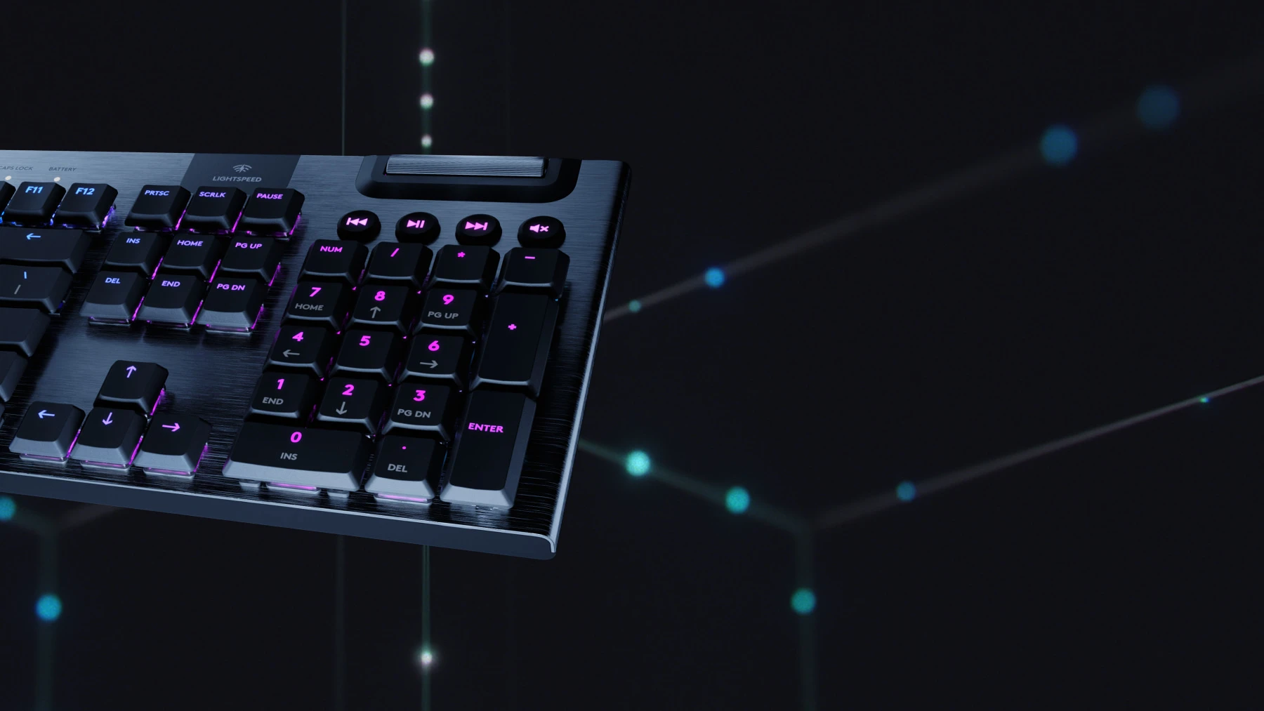 Logitech G915 Belaidė Mechaninė žaidimų klaviatūra, RGB, Lightspeed, Tactile, DE išdėstymas aprašymas - Prekės nuotrauka