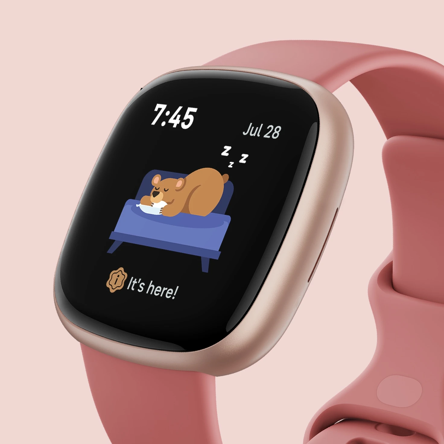 Išmanusis laikrodis Fitbit Versa 4, Platinos spalvos korpusas su melsvos spalvos silikoniniu dirželiu aprašymas - Prekės nuotrauka