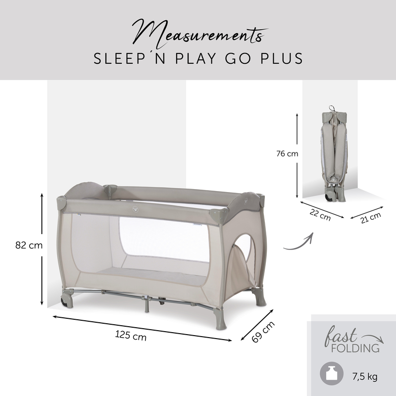 HAUCK lovelė - maniežas SLEEP N PLAY Go Plus, smėlio spalvos aprašymas - Prekės nuotrauka