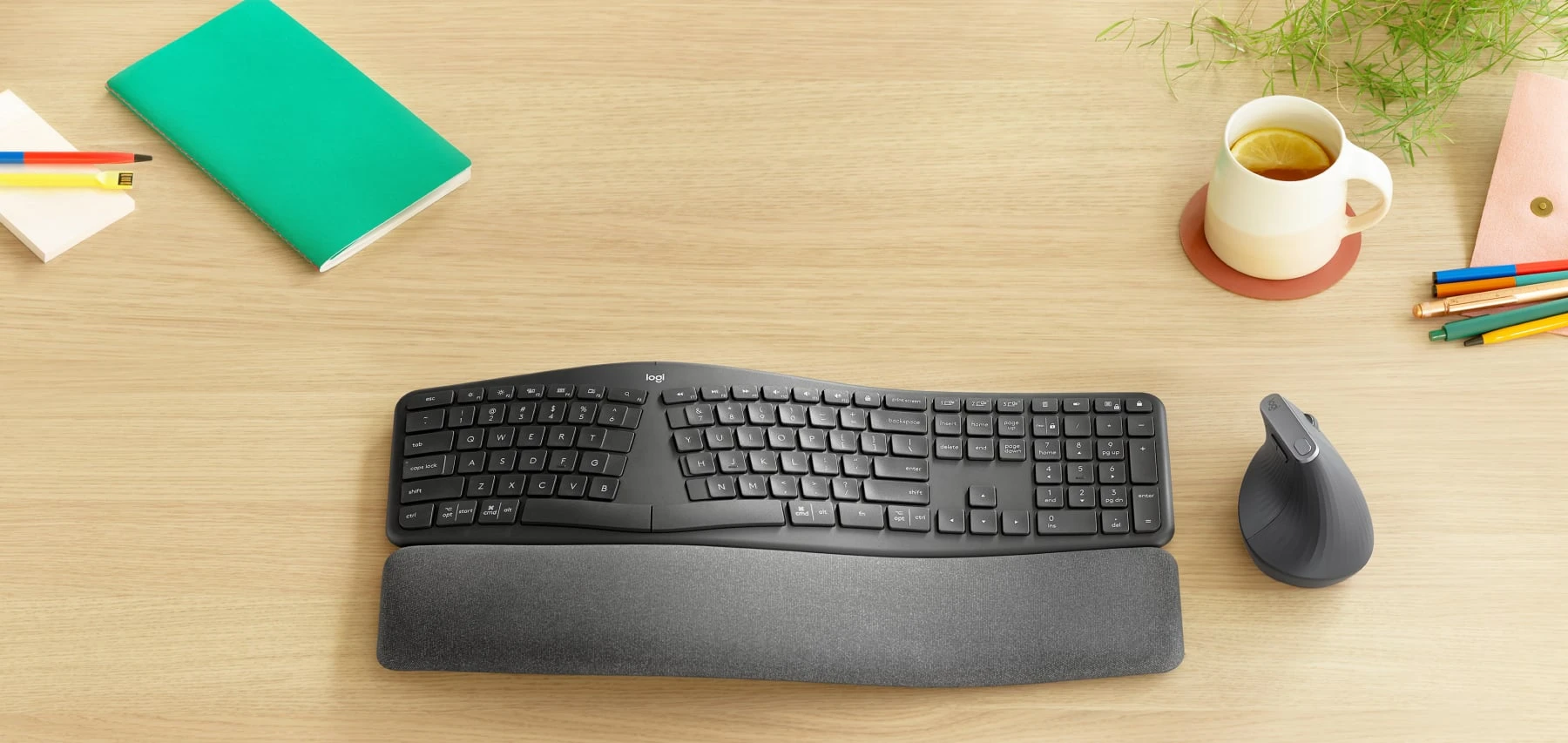 Logitech ERGO K860 belaidė klaviatūra, grafito spalvos, Skandinaviškas išdėstymas (Qwerty) aprašymas - Prekės nuotrauka