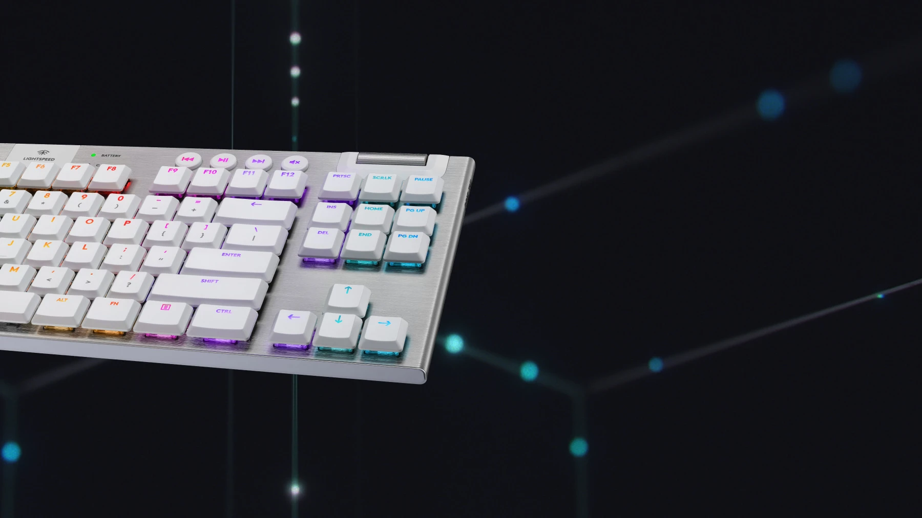 Belaidė Mechaninė žaidimų klaviatūra Logitech G915 TKL, RGB, Lightspeed, Stilius: Clicky, Išdėstymas: Šiaurės šalių aprašymas - Prekės nuotrauka