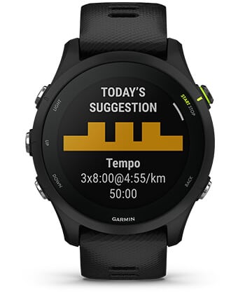 Išmanusis laikrodis Garmin Forerunner 255, Juodos spalvos apvadas su mėlynos spalvos silikoniniu dirželiu, 46mm aprašymas - Prekės nuotrauka