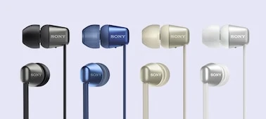 Belaidės į ausį įdedamos ausinės Sony WI-C310B su mikrofonu, Juodos aprašymas - Prekės nuotrauka