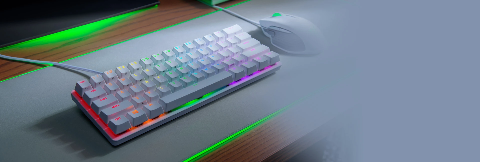 60% Mechaninė Žaidimų klaviatūra Razer Huntsman Mini Mercury Edition, Red Switch, US išdėstymas aprašymas - Prekės nuotrauka