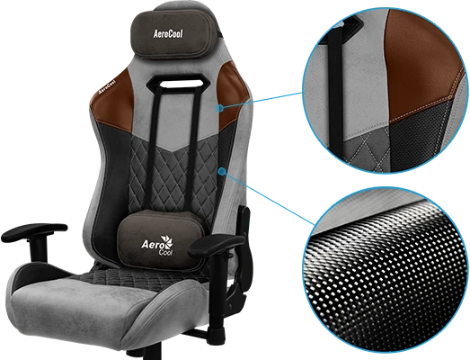 Žaidimų kėdė AeroCool DUKE, Pilkos spalvos aprašymas - Prekės nuotrauka