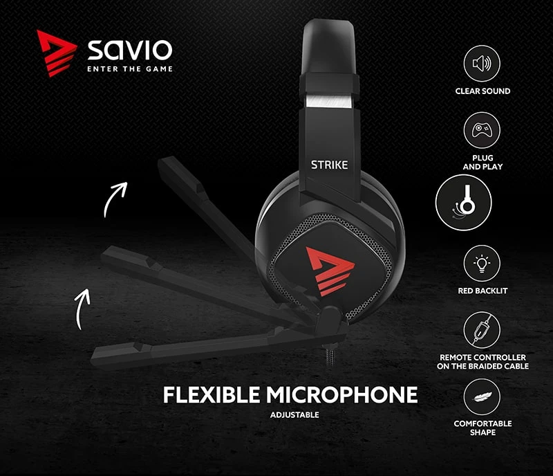 Žaidimų ausinės Savio STRIKE Jack 2 x 3.5mm + USB aprašymas - Prekės nuotrauka