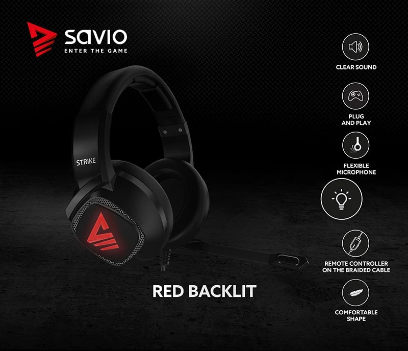 Žaidimų ausinės Savio STRIKE Jack 2 x 3.5mm + USB aprašymas - Prekės nuotrauka