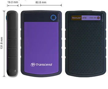 Išorinis kietasis diskas Transcend 25H3P 2.5'' 1TB USB3, Triguba smūgių slopinimo sistema aprašymas - Prekės nuotrauka