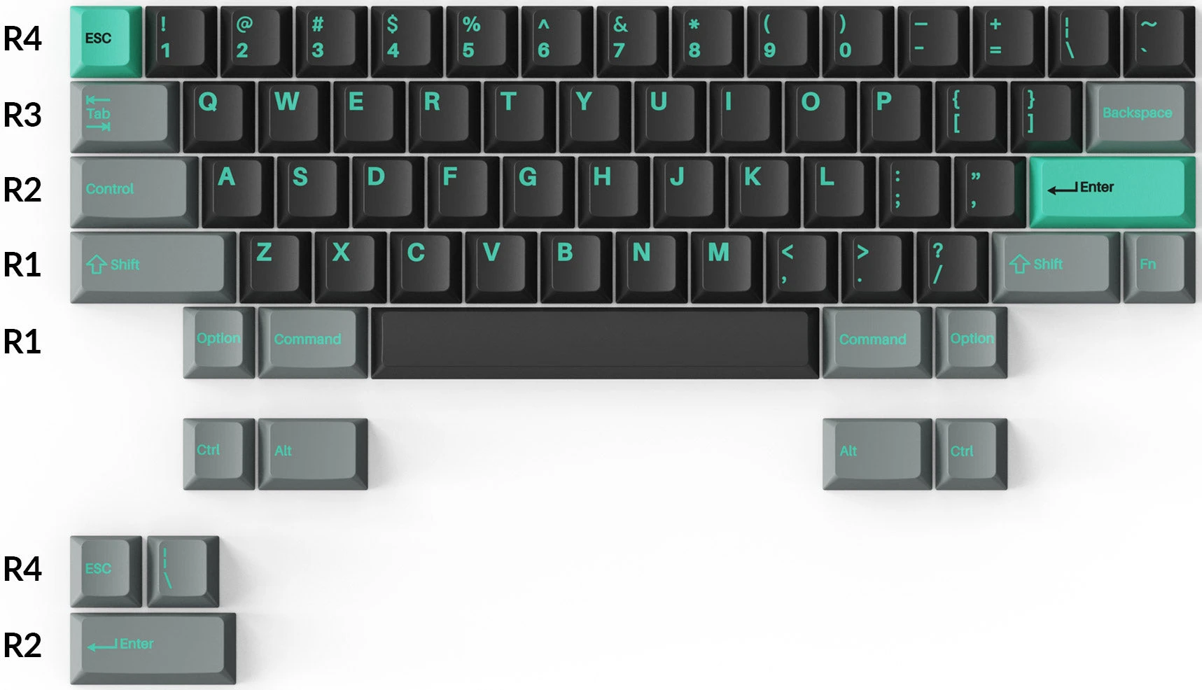 Klaviatūra Keychron Cherry ProfileDouble - Shot PBT klavišų rinkinys, mėtų/pilkos spalvos, 219 vnt. aprašymas - Prekės nuotrauka