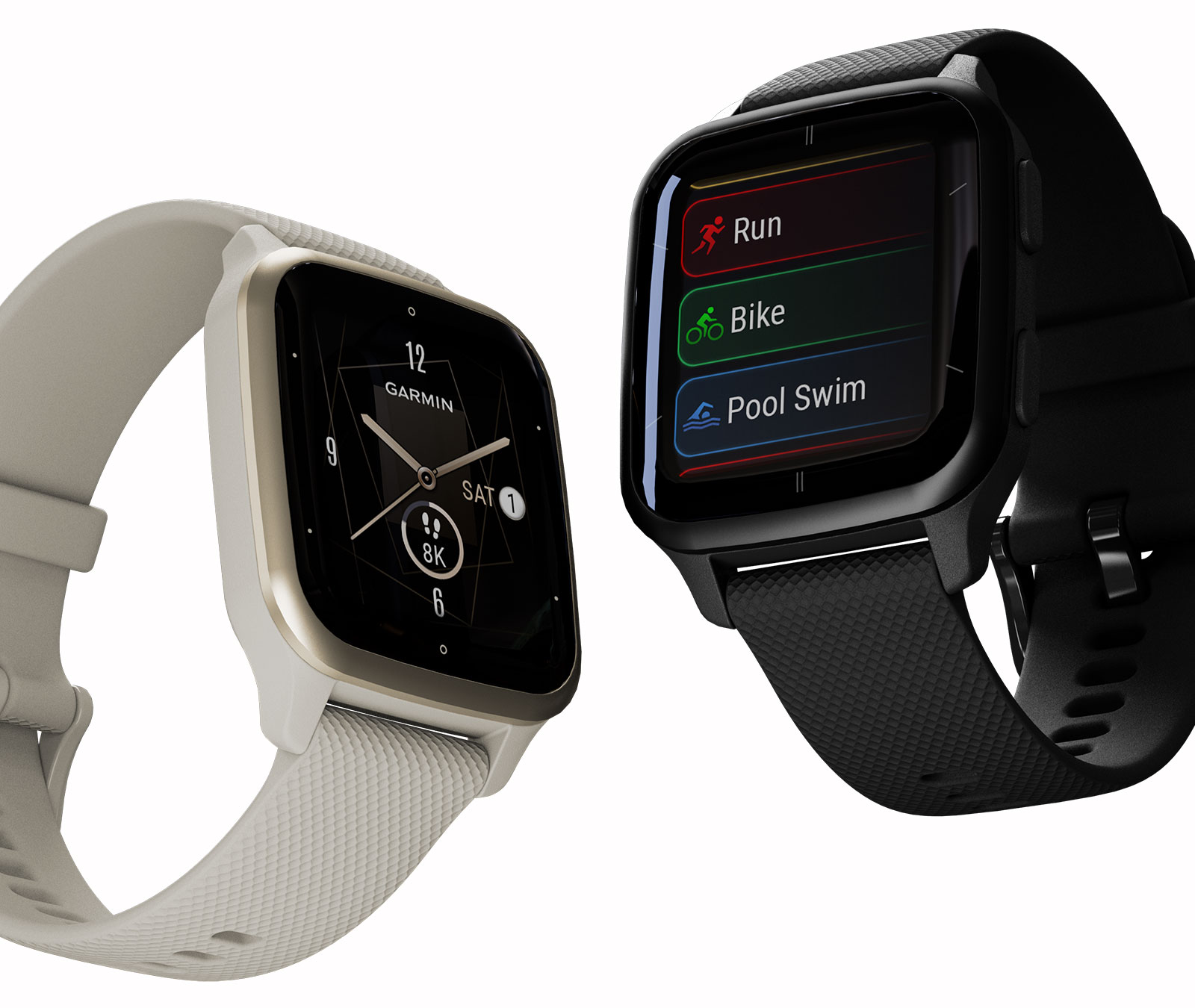 Išmanusis laikrodis Garmin Venu Sq 2 - Music Edition, Šviesaus aukso spalvos aliuminio apvadas su pilku korpusu ir silikoniniu dirželiu aprašymas - Prekės nuotrauka