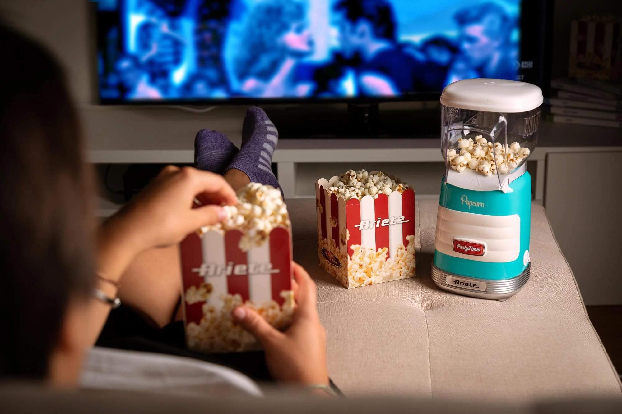 ARIETE PopCorn Party Time 2956 Spragėsių aparatas, Mėlynas aprašymas - Prekės nuotrauka