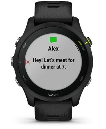 Išmanusis laikrodis Garmin Forerunner 255, Juodos spalvos apvadas su mėlynos spalvos silikoniniu dirželiu, 46mm aprašymas - Prekės nuotrauka