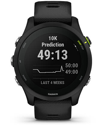 Išmanusis laikrodis Garmin Forerunner 255, Juodos spalvos apvadas su mėlynos spalvos silikoniniu dirželiu, 46mm aprašymas - Prekės nuotrauka