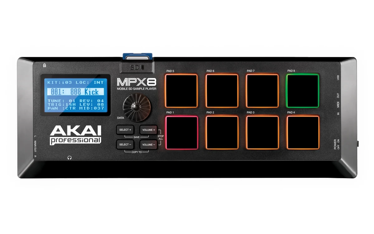 AKAI MPX8 Mobilusis SD grotuvas, Juodas aprašymas - Prekės nuotrauka